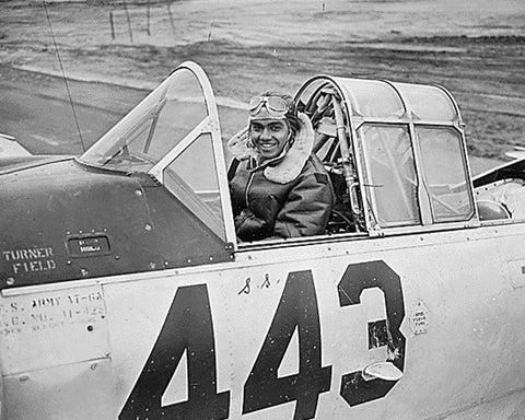 WWII 1st Lt. Lee Rayford 99th Fighter Squadron White Modern Wood Framed Art Print with Double Matting by U.S. Archives