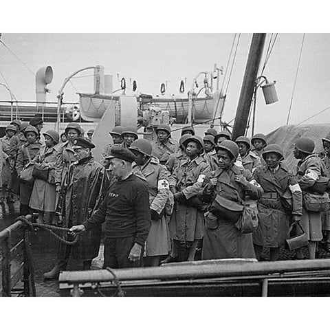 WWII U.S. Army nurses arrive at Greenock-Scotland White Modern Wood Framed Art Print by U.S. Archives