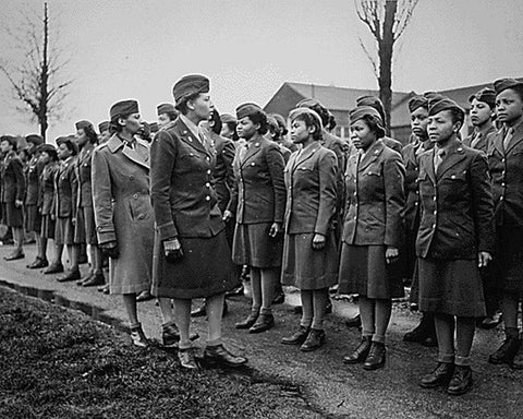 WWII Inspecting the Troops Somewhere in England White Modern Wood Framed Art Print with Double Matting by U.S. Archives