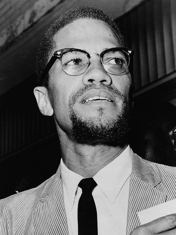 Malcolm X at Queens Court White Modern Wood Framed Art Print with Double Matting by U.S. Archives