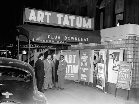 Art Tatum and Phil Moore-Downbeat-New York-N.Y. Black Ornate Wood Framed Art Print with Double Matting by Gottlieb, William