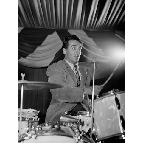 Gene Krupa White Modern Wood Framed Art Print by Gottlieb, William