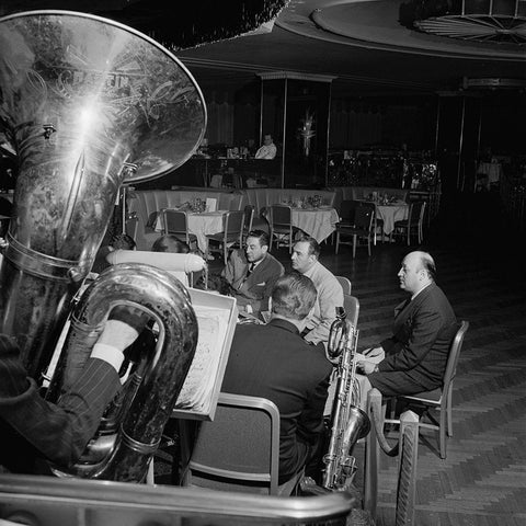 Guy Lombardo-Starlight Roof-Waldorf-Astoria-New York 1947 White Modern Wood Framed Art Print by Gottlieb, William