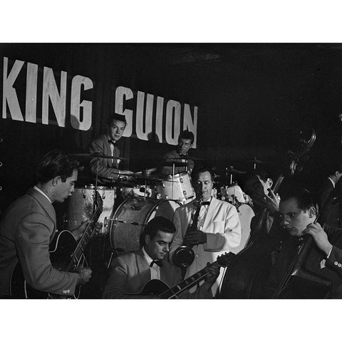 King Guion Band-between 1938 and 1948 Black Modern Wood Framed Art Print by Gottlieb, William