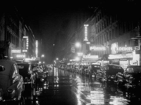 52nd Street-New York 1948 White Modern Wood Framed Art Print with Double Matting by Gottlieb, William