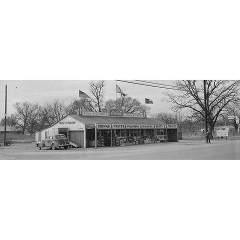 U.S. Highway 80-Texas-between Dallas and Fort Worth. Roadside stand-1942 Black Modern Wood Framed Art Print with Double Matting by Rothstein, Arthur