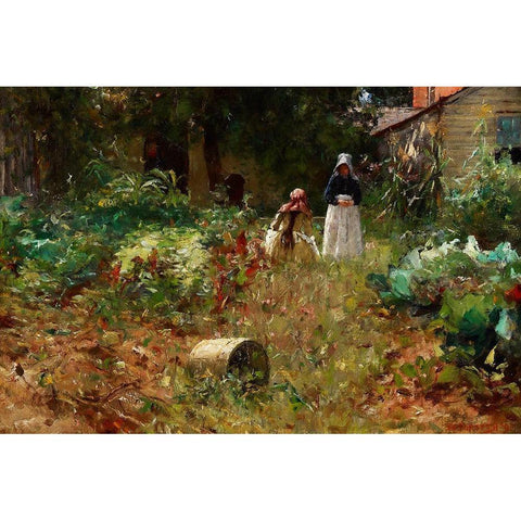 In the Garden Gold Ornate Wood Framed Art Print with Double Matting by Forsyth, William J.