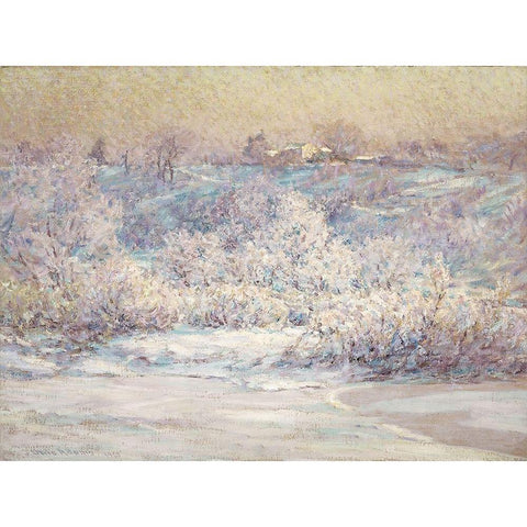 Frosty Morning White Modern Wood Framed Art Print by Adams, John Ottis