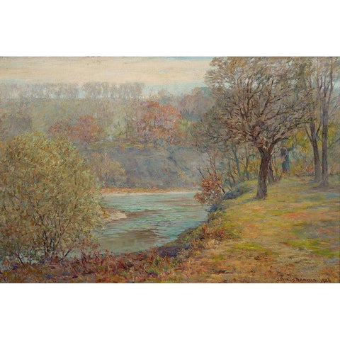 Late Autumn Black Modern Wood Framed Art Print with Double Matting by Adams, John Ottis