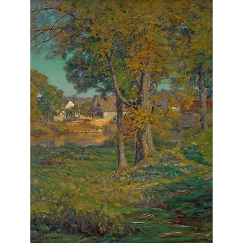 Thornberrys Pasture-Brooklyn-Indiana Gold Ornate Wood Framed Art Print with Double Matting by Adams, John Ottis