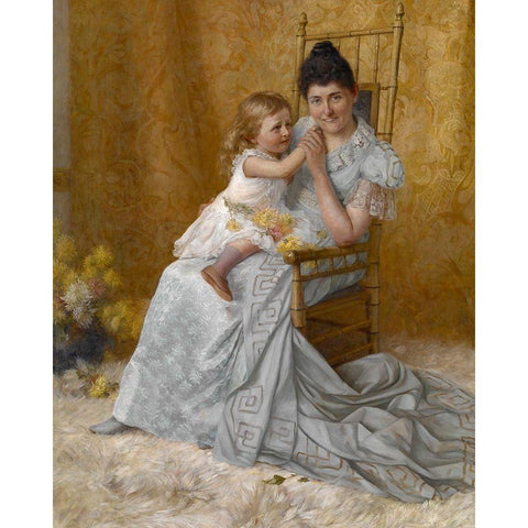 Portrait of Martha Wysor Marsh and Son John Edwin Black Modern Wood Framed Art Print with Double Matting by Adams, John Ottis