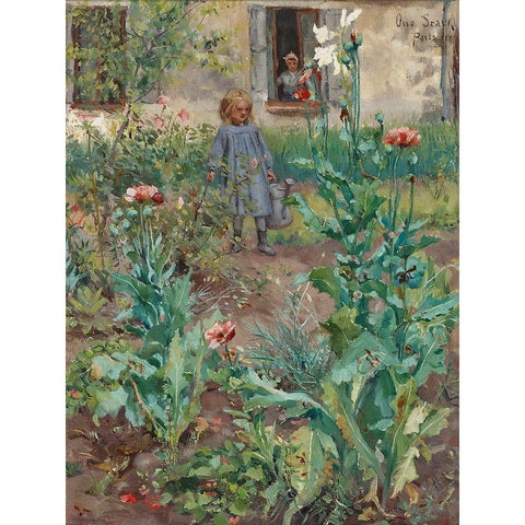 Garden in Paris Gold Ornate Wood Framed Art Print with Double Matting by Stark, Otto