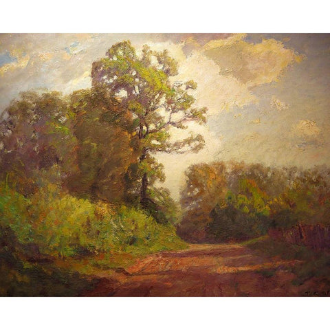 Sunny Road White Modern Wood Framed Art Print by Steele, Theodore Clement