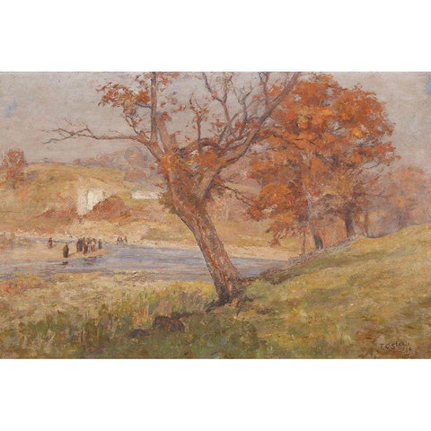 Landscape White Modern Wood Framed Art Print by Steele, Theodore Clement