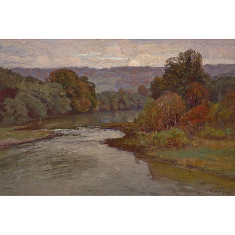 The River   Black Modern Wood Framed Art Print with Double Matting by Steele, Theodore Clement