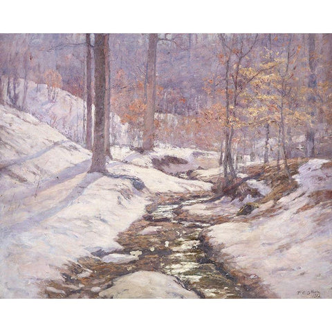 Winter Sunlight White Modern Wood Framed Art Print by Steele, Theodore Clement