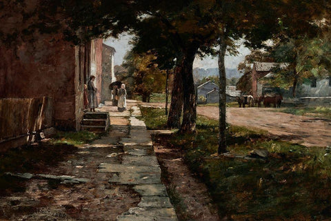 Street in Vernon Black Ornate Wood Framed Art Print with Double Matting by Steele, Theodore Clement