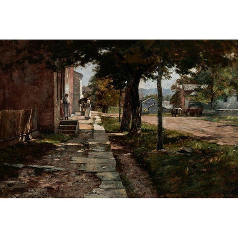 Street in Vernon Gold Ornate Wood Framed Art Print with Double Matting by Steele, Theodore Clement