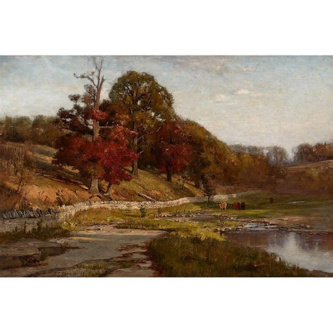 Oaks of Vernon Gold Ornate Wood Framed Art Print with Double Matting by Steele, Theodore Clement