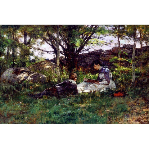 A June Idyl White Modern Wood Framed Art Print by Steele, Theodore Clement