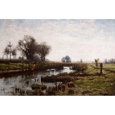 Late Afternoon-Dachau Moor Gold Ornate Wood Framed Art Print with Double Matting by Steele, Theodore Clement