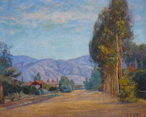 Hills Near Redlands-California Black Ornate Wood Framed Art Print with Double Matting by Steele, Theodore Clement