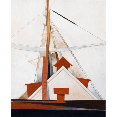 Masts Black Modern Wood Framed Art Print by Demuth, Charles