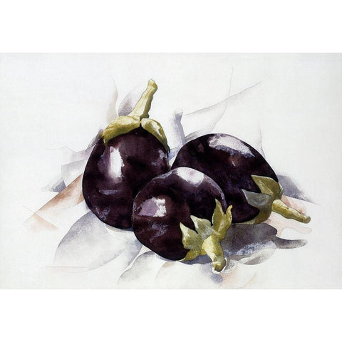 Eggplants White Modern Wood Framed Art Print by Demuth, Charles