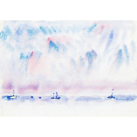 Bermuda Sky and Sea with Boats White Modern Wood Framed Art Print by Demuth, Charles