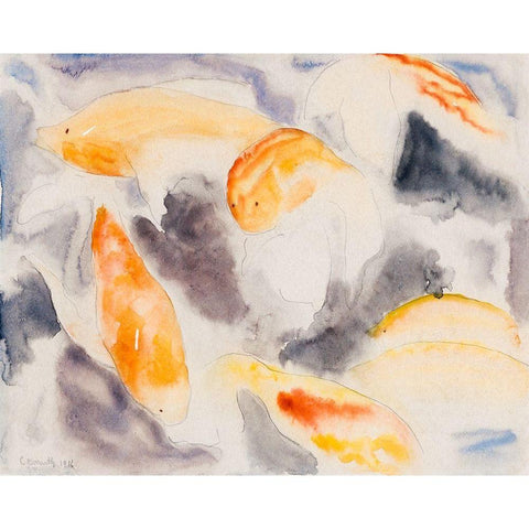 Fish Series-No. 4 White Modern Wood Framed Art Print by Demuth, Charles