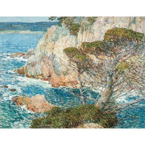 Point Lobos-Carmel White Modern Wood Framed Art Print by Hassam, Childe