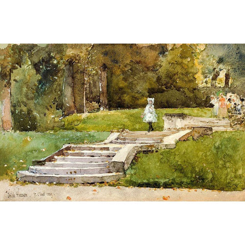 Saint-Cloud Black Modern Wood Framed Art Print with Double Matting by Hassam, Childe