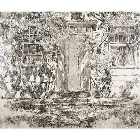 Old Doorway-Easthampton Black Modern Wood Framed Art Print with Double Matting by Hassam, Childe