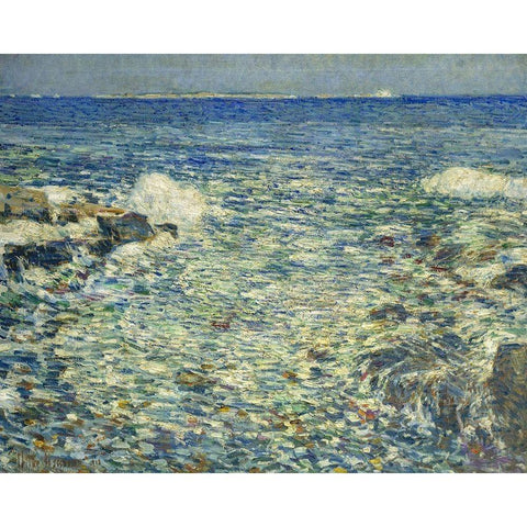 Surf-Isles of Shoals White Modern Wood Framed Art Print by Hassam, Childe