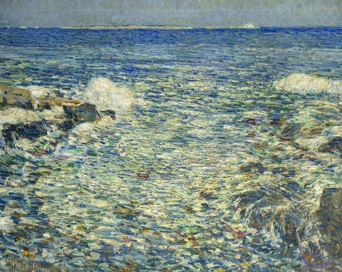 Surf-Isles of Shoals Black Ornate Wood Framed Art Print with Double Matting by Hassam, Childe
