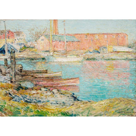 The Red Mill Black Modern Wood Framed Art Print with Double Matting by Hassam, Childe