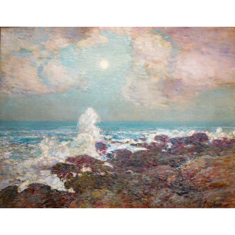 Seascape Isle of Shoals Black Modern Wood Framed Art Print with Double Matting by Hassam, Childe