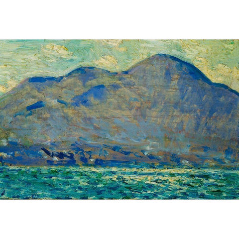 Mt Beacon at Newburgh Black Modern Wood Framed Art Print by Hassam, Childe