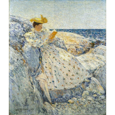 Summer Sunlight Isles of Shoals Black Modern Wood Framed Art Print with Double Matting by Hassam, Childe