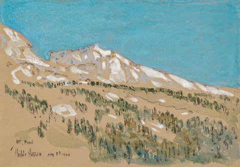 Mount Hood-Oregon White Modern Wood Framed Art Print with Double Matting by Hassam, Childe