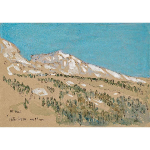 Mount Hood-Oregon Black Modern Wood Framed Art Print with Double Matting by Hassam, Childe