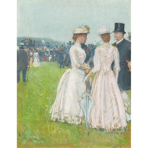 At the Grand Prix de Paris Black Modern Wood Framed Art Print with Double Matting by Hassam, Childe