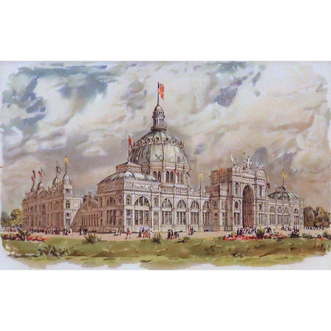 United States Government Building Black Modern Wood Framed Art Print with Double Matting by Hassam, Childe