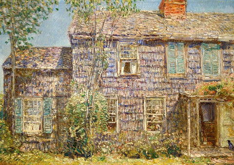 Old House-Easthampton-Long Island Black Ornate Wood Framed Art Print with Double Matting by Hassam, Childe