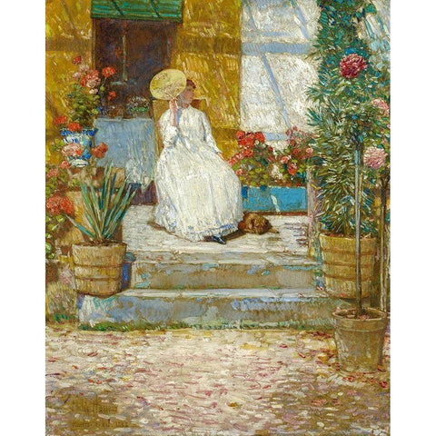 In the Sun Black Modern Wood Framed Art Print with Double Matting by Hassam, Childe