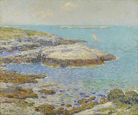 Isles of Shoals White Modern Wood Framed Art Print with Double Matting by Hassam, Childe