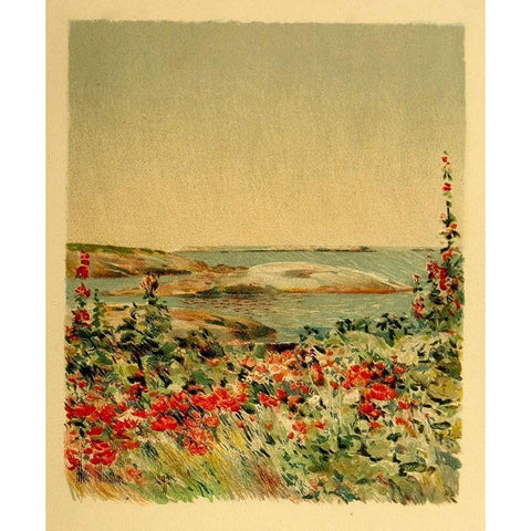 From the Doorway Black Modern Wood Framed Art Print with Double Matting by Hassam, Childe