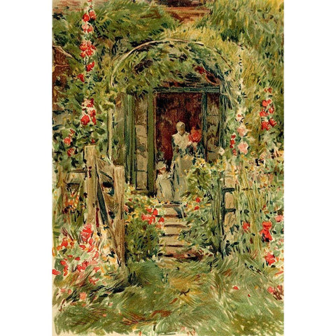 Garden in Its Glory White Modern Wood Framed Art Print by Hassam, Childe