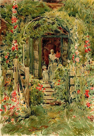 Garden in Its Glory White Modern Wood Framed Art Print with Double Matting by Hassam, Childe