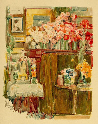 The Altar and Shrine White Modern Wood Framed Art Print with Double Matting by Hassam, Childe